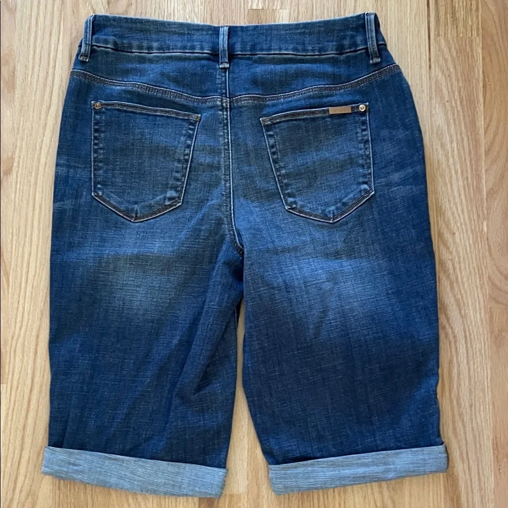 Chico's Dark Blue Denim Bermuda Shorts So Slimming Girlfriend Short - Picture 3 of 4
